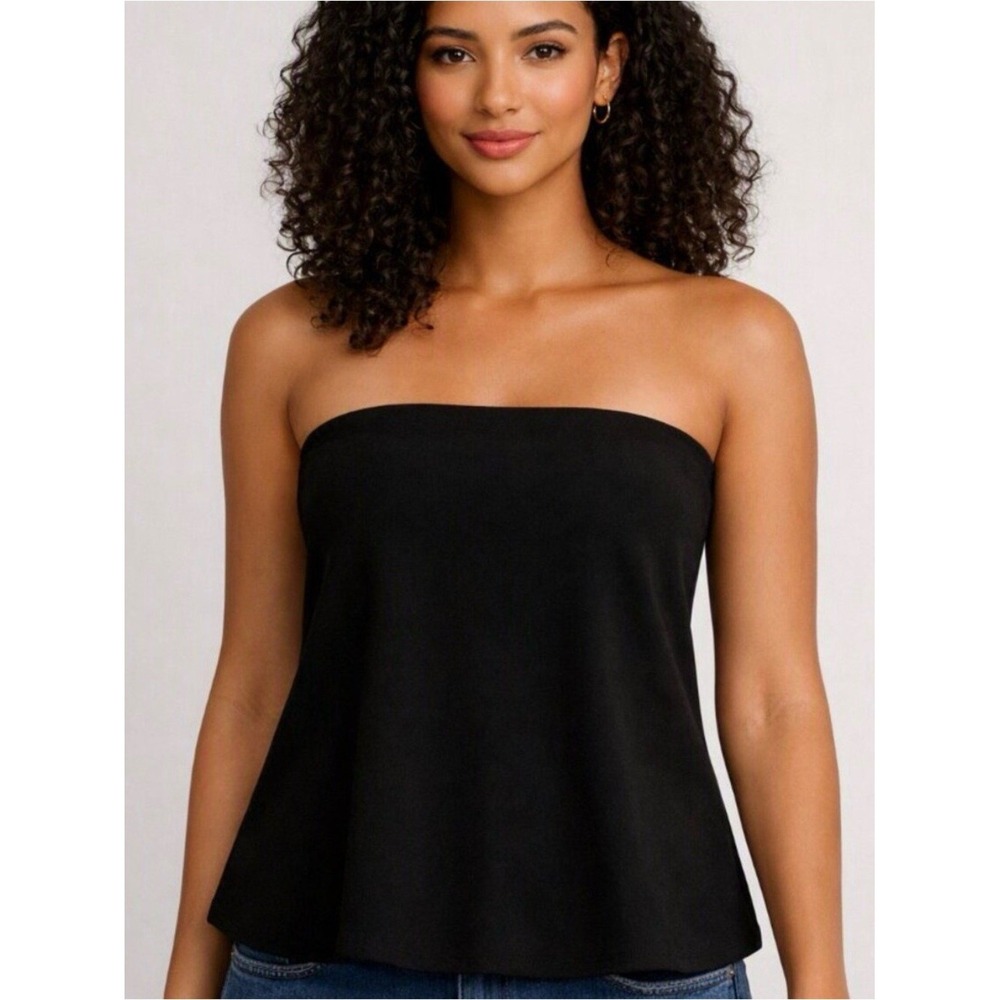 Tuckernuck Strapless Crepe Marin Top XL Black Noir Built In Bra Going Out Modern